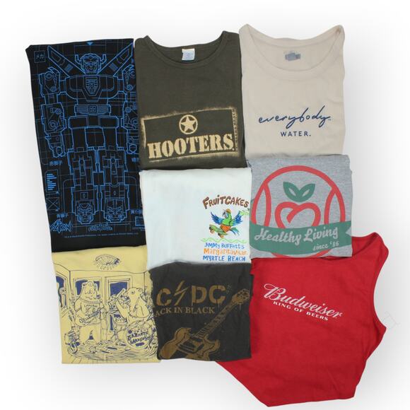 8Tees Lot of 8 T-Shirts (1 Budweiser tank) Buffett AC/DC Voltron Hooters Resell - Picture 16 of 16